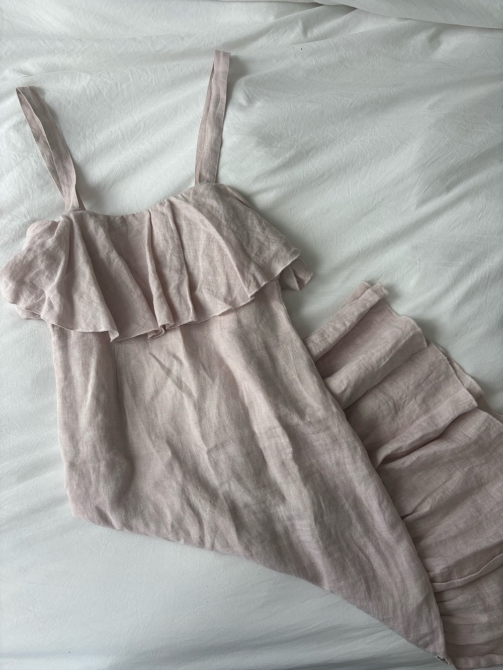 Winston White Linen Ruffle Midi Dress – Size Small